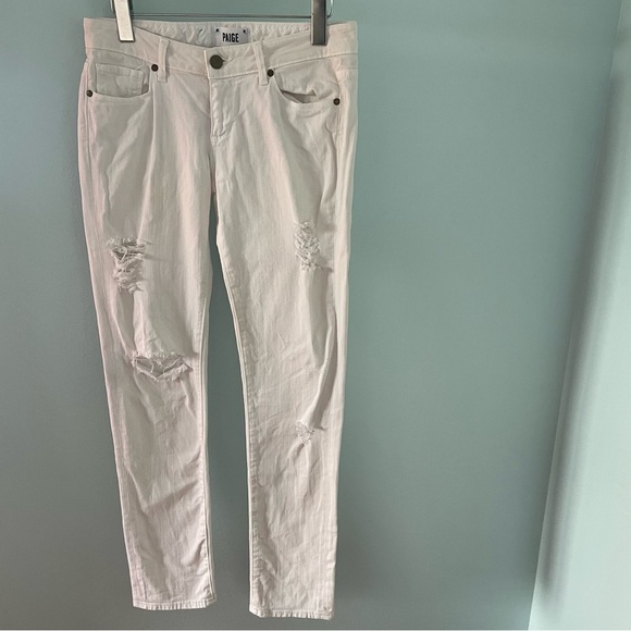 PAIGE Jimmy Jimmy White Distressed Skinny Jeans 25 - Picture 2 of 16